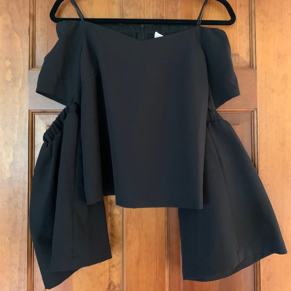 Black Off The Shoulder Cut-Out Long Sleeve Top